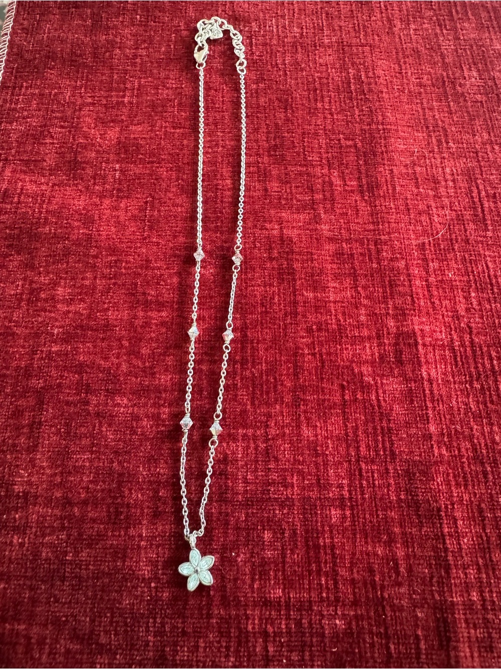 Retired Brighton Mini Pale Blue Swarovski Crystal Flower Necklace 16”-18”